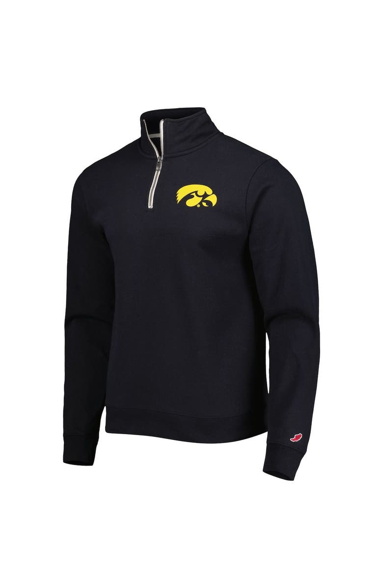 LEAGUE COLLEGIATE WEAR Men's League Collegiate Wear Black Iowa Hawkeyes Stack Essential Lightweight Fleece Quarter-Zip Sweatshirt, Alternate, color, 