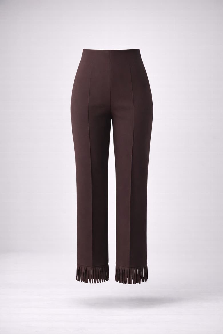 Brisal High-waist Straight-leg Fringe-hem Pants, Main, color, Cocoa Brown