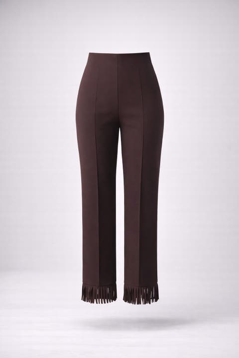 Brisal High-waist Straight-leg Fringe-hem Pants