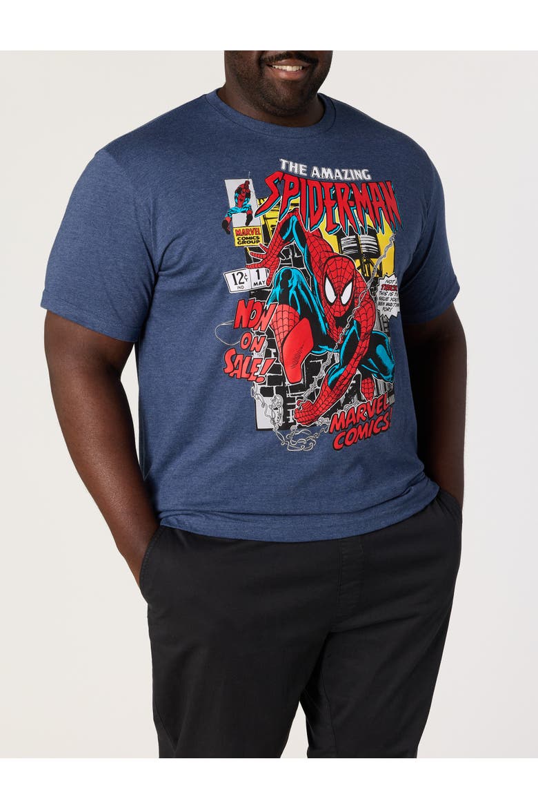 Big & Tall Spider-Man Graphic Tee, Alternate, color, NAVY HEATHER