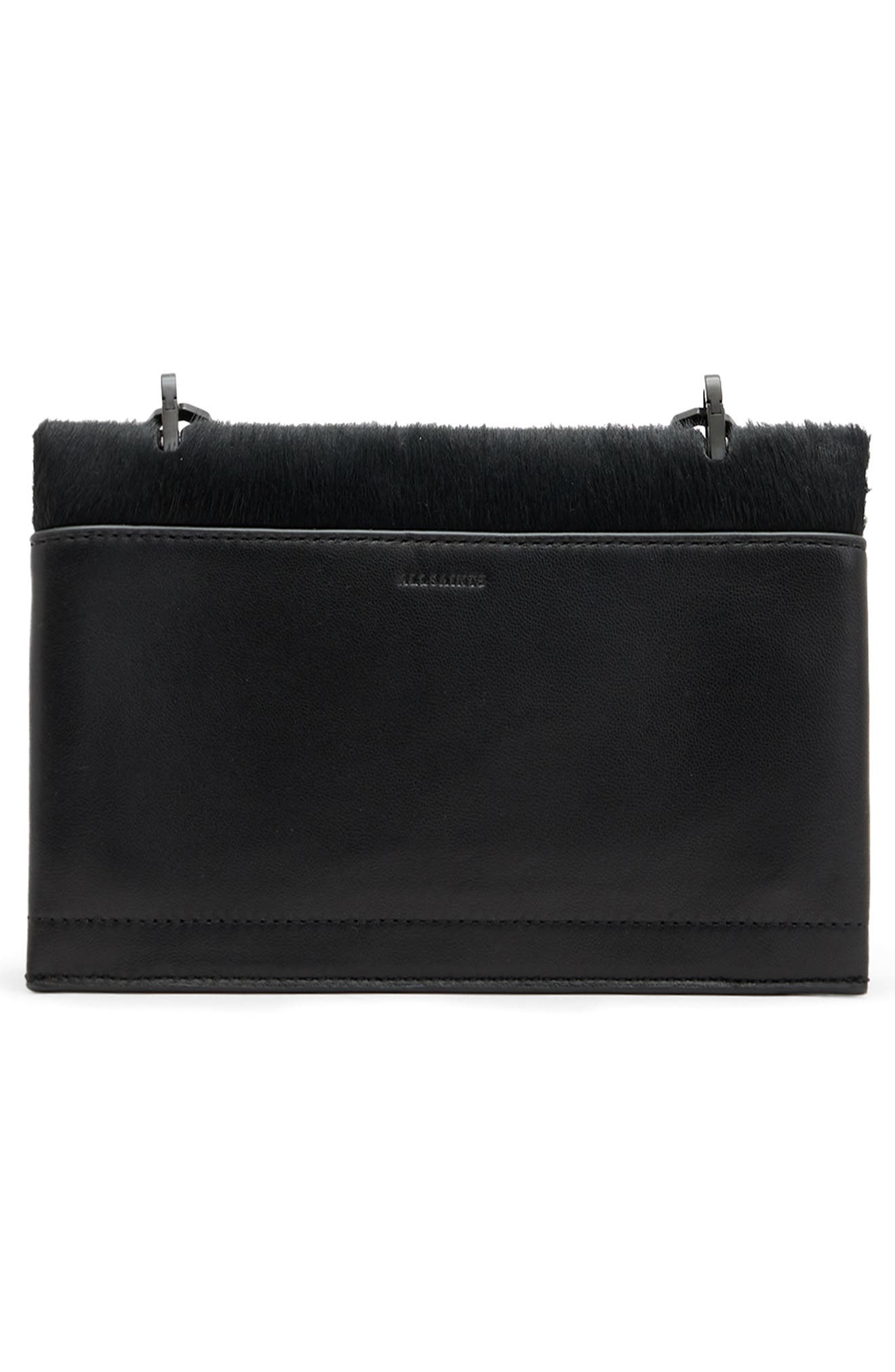 AllSaints Yua Luxe Genuine Calf Hair Clutch, Alternate, color, 
