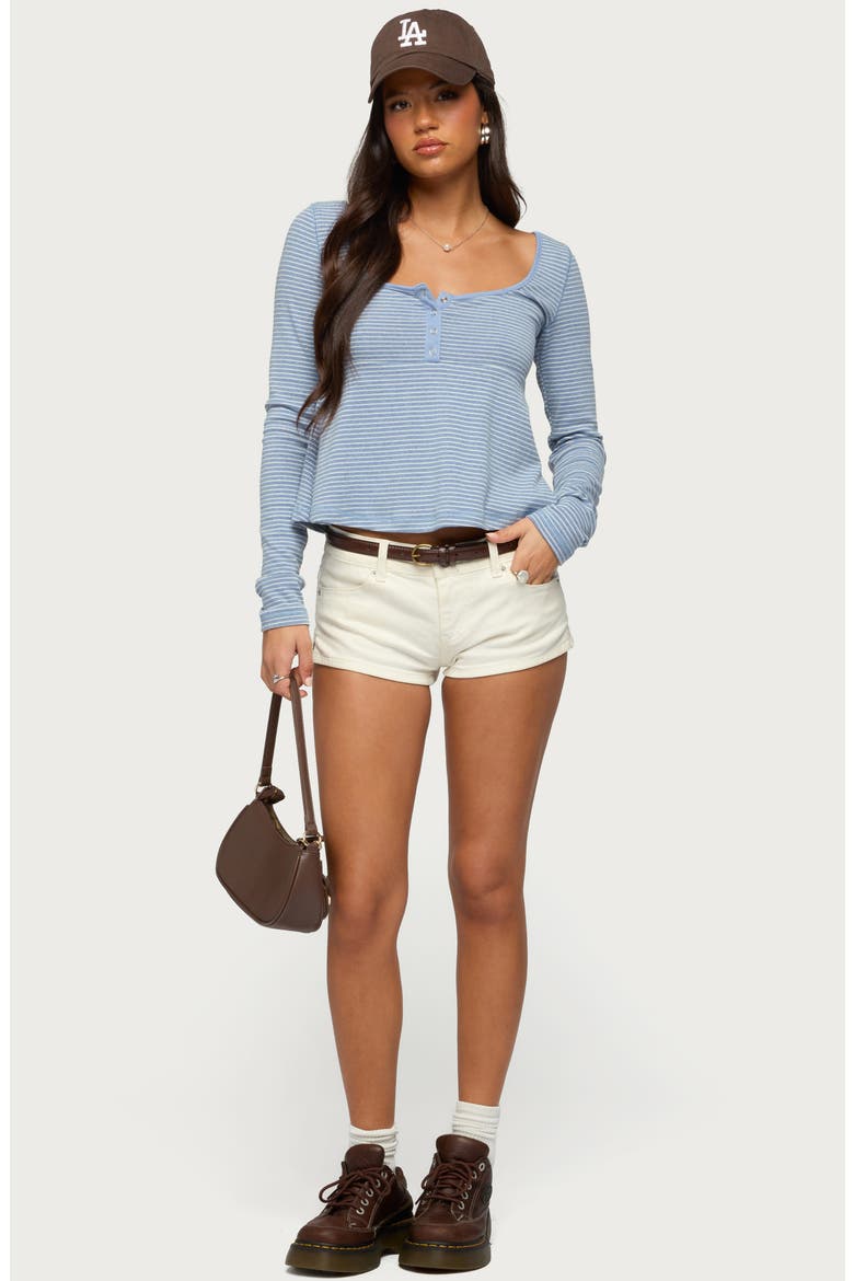 Sare Stripe Knit Babydoll Top, Alternate, color, LIGHT-BLUE