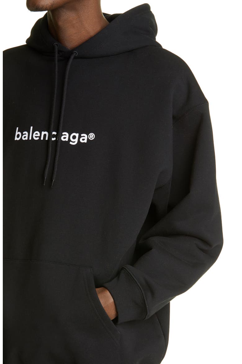 Copyright Logo Oversize Men's Hoodie, Alternate, color, BLACK/ WHITE