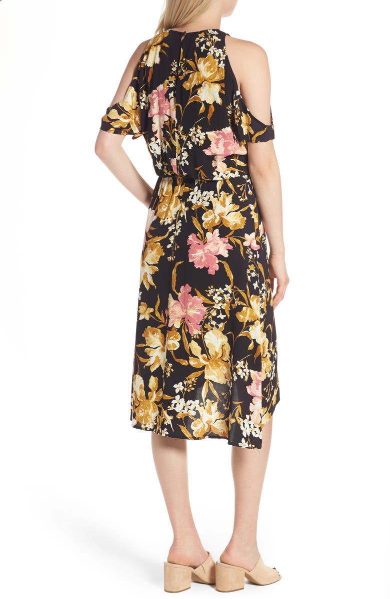 Leith Cold Shoulder Midi Dress, Alternate, color, 