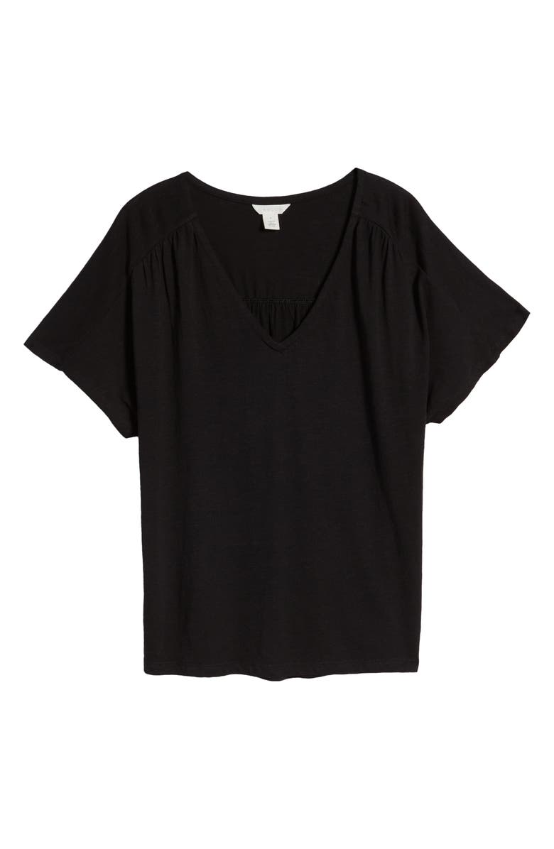 Caslon<sup>®</sup> Gathered V-Neck T-Shirt, Alternate, color, 