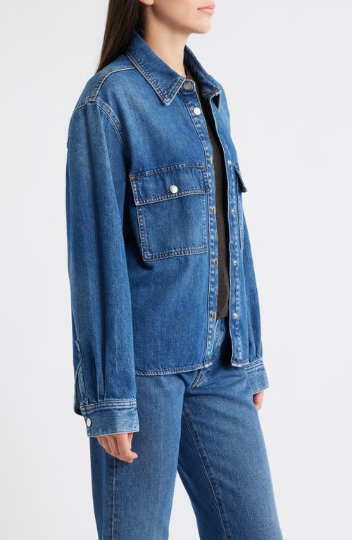 Frame High Low Denim Shirt In Blue