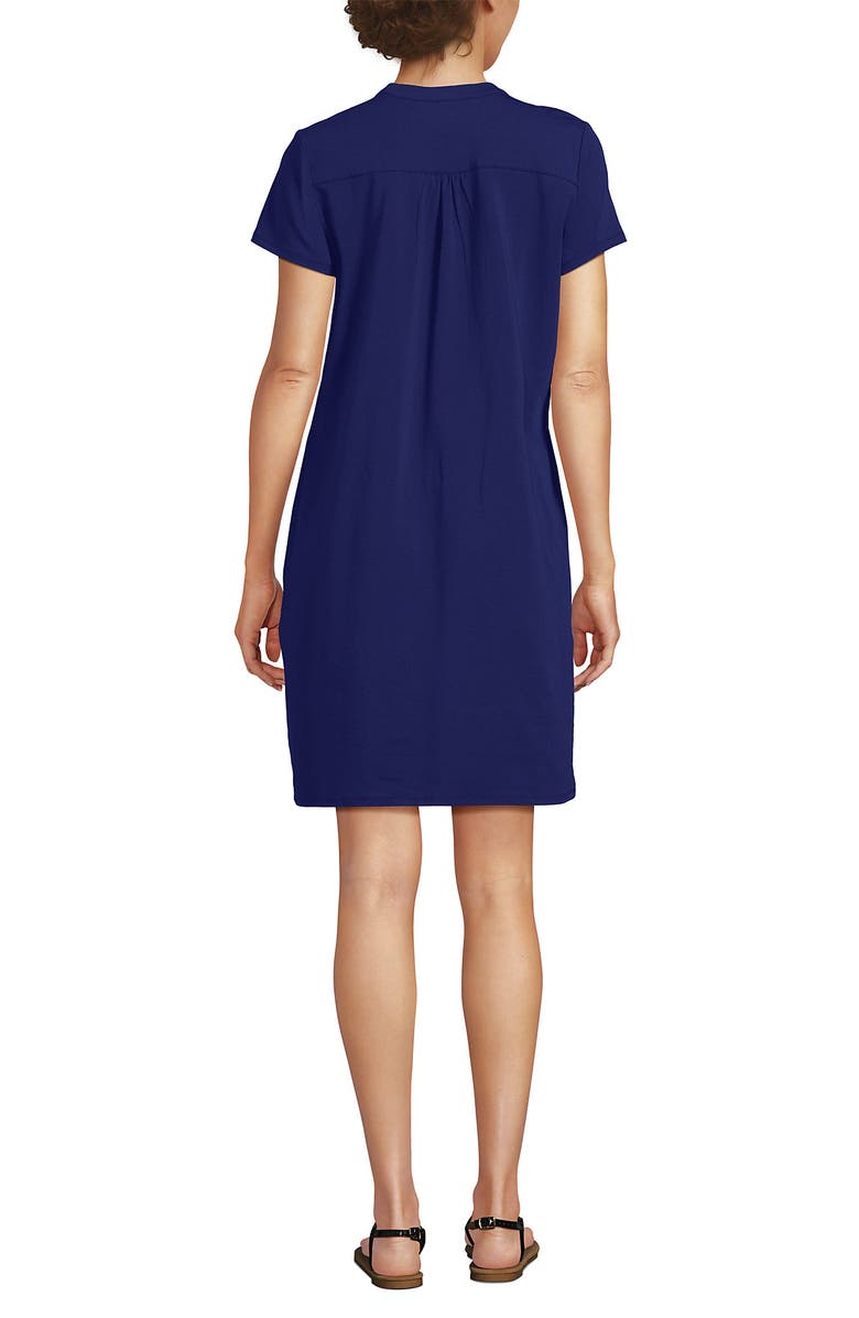 Lands' End Cotton Modal Pintuck Short Sleeve Dress, Alternate, color, Midnight Sky