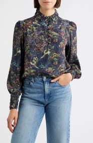 APNY Smocked Cuff Long Sleeve Top