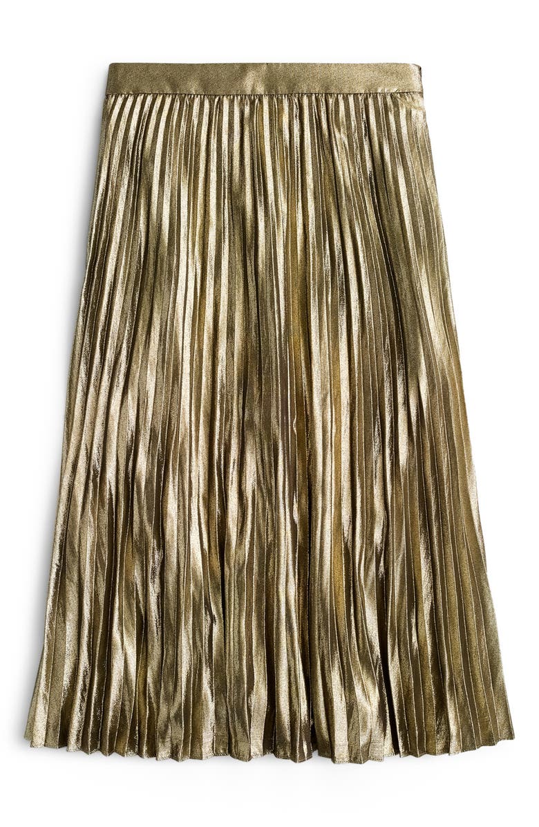 J.Crew Pleated Chiffon Lamé Midi Skirt, Alternate, color,