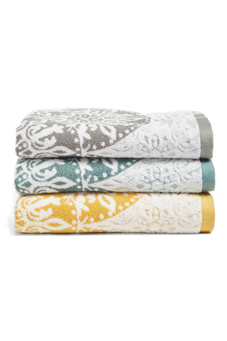 Fan Ombré Jacquard Bath Towel, Alternate, color, GREY GRAPHITE