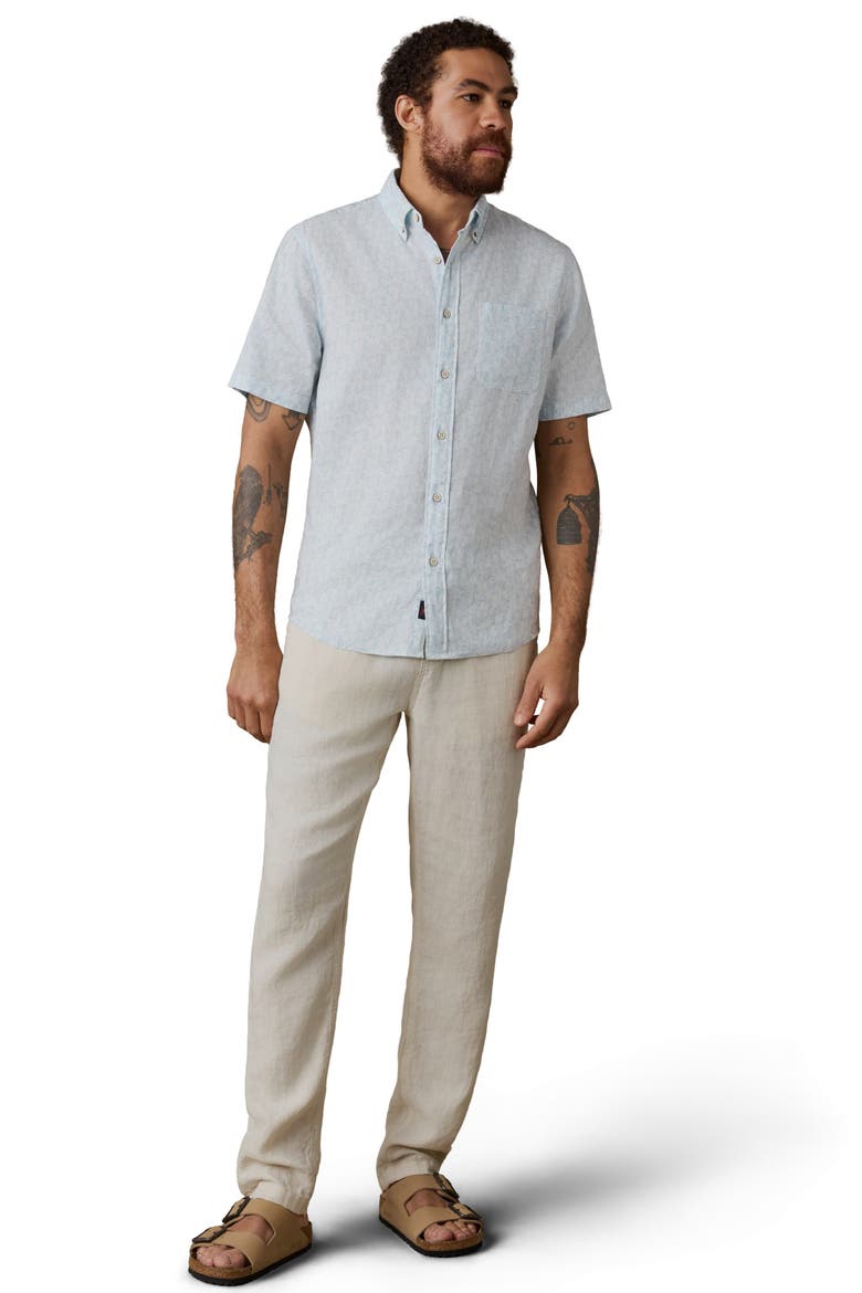 Breeze Short Sleeve Button-Down Shirt, Alternate, color, CLEAR SKY LEAF