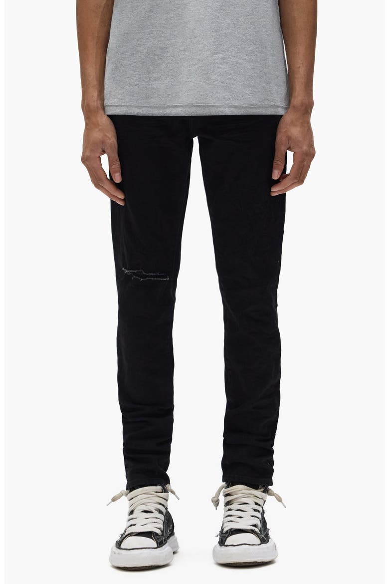Rip & Repair Knee Slim Jeans, Main, color, BLACK