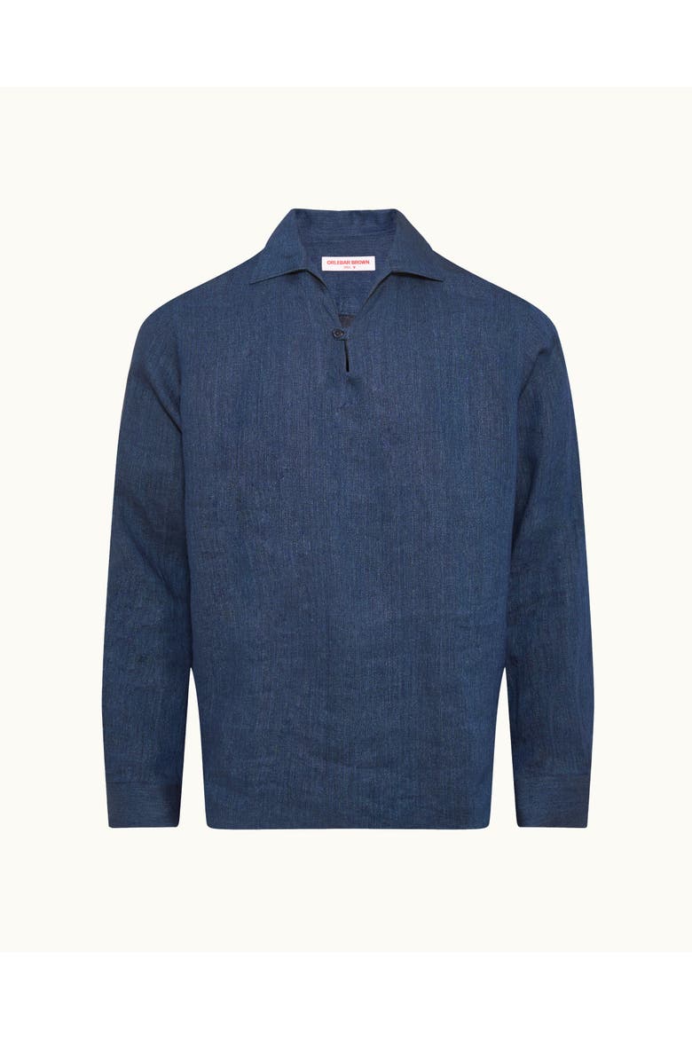 Vincent Linen Relaxed Fit Linen Long Sleeve Overhead Shirt, Alternate, color, Night Iris