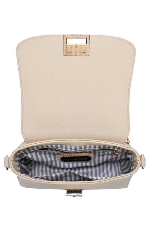 Madison West Flip Lock Flap Crossbody Bag In Sand