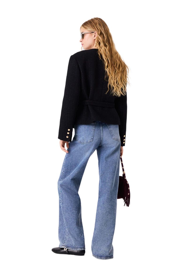 Mid-length double-breasted jacket, Alternate, color, Black