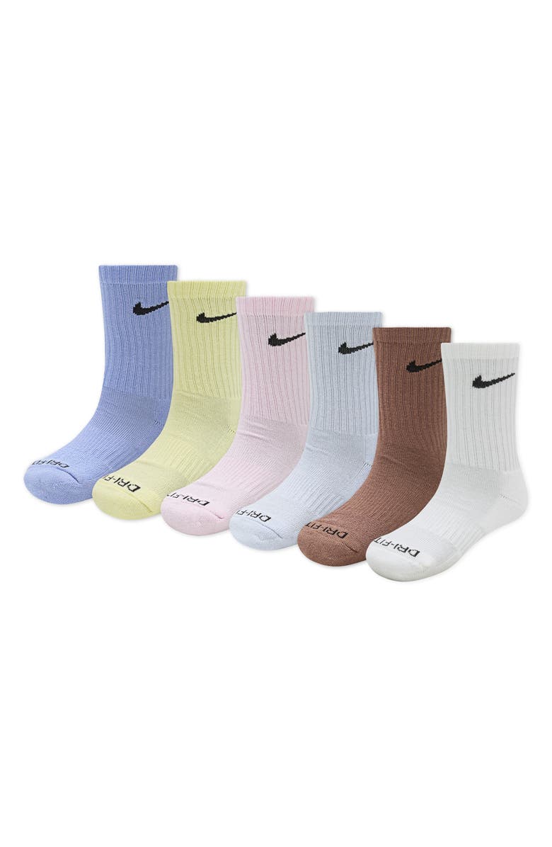 Nike Kids' Dri-FIT 6-Pack Basic Crew Socks, Main, color, Cobalt Bliss
