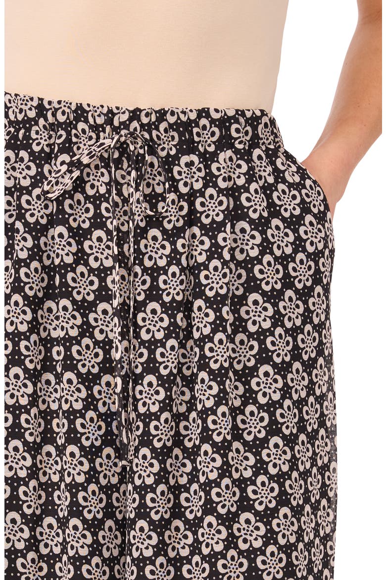 Print Wide Leg Drawstring Pants, Alternate, color, RICH BLACK