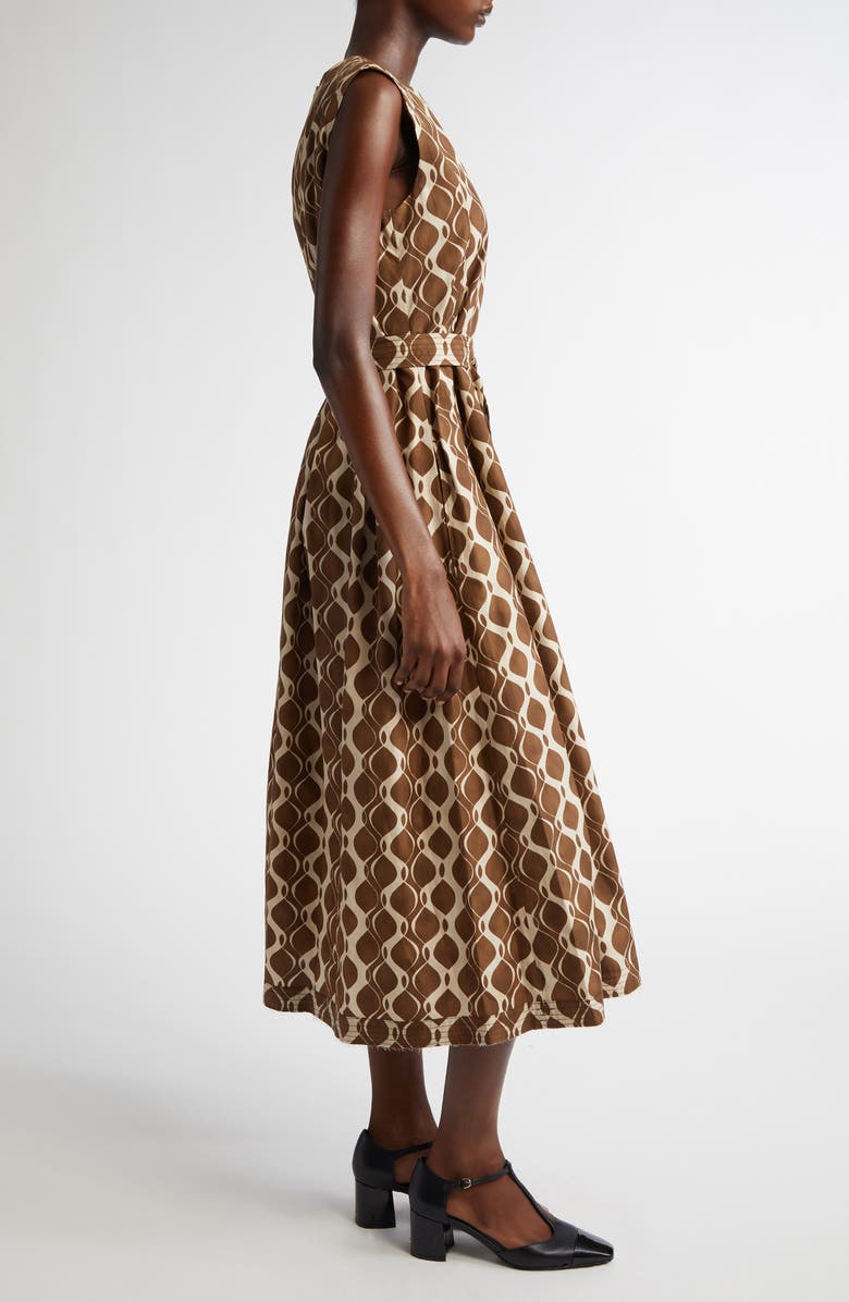 Max Mara Amati Print Poplin Midi Dress, Alternate, color, Ecru