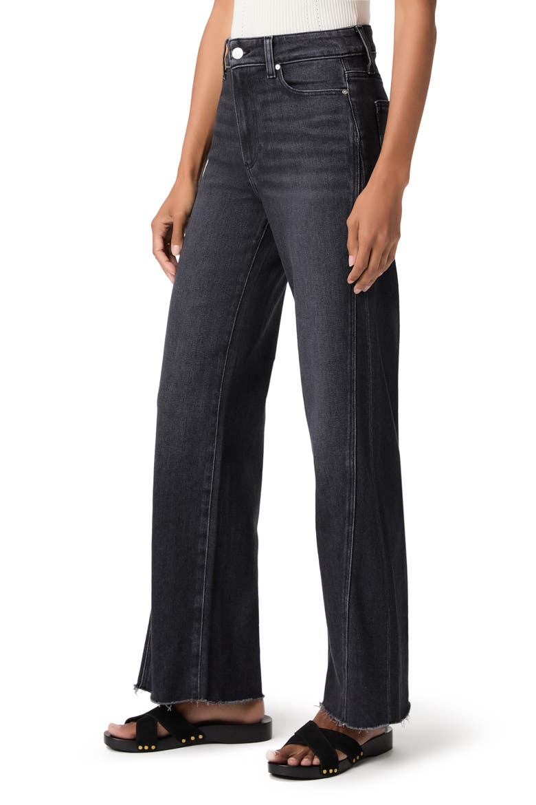 Anessa High Waist Raw Hem Wide Leg Jeans, Alternate, color, INK BLACK