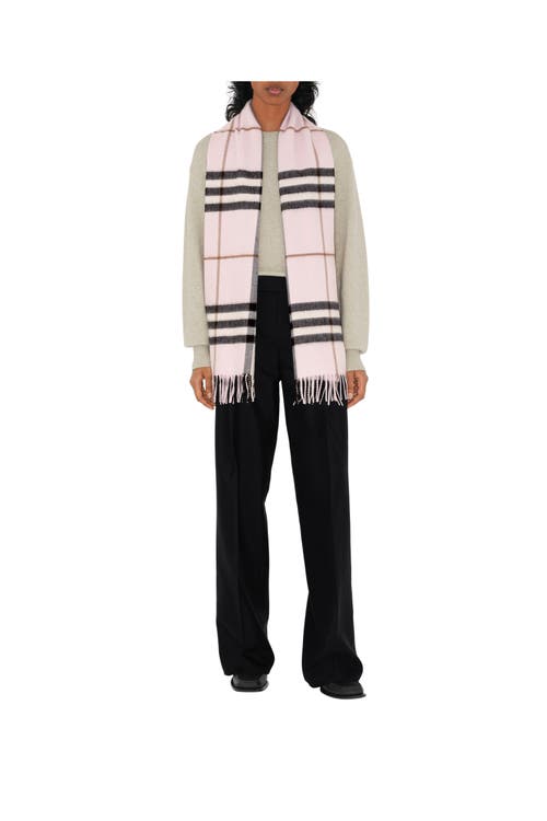 Shop Burberry Check Cashmere Scarf In Pale Candy Pink