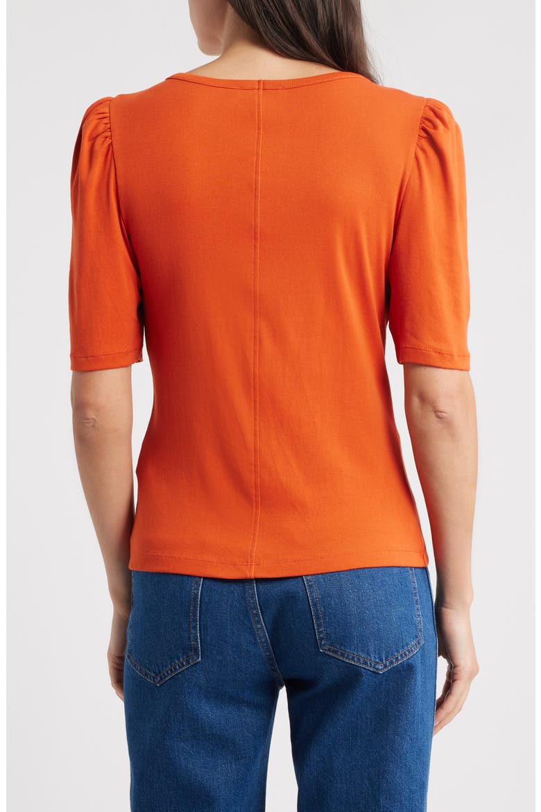 Puff-Sleeve Scoop Neck T-Shirt, Alternate, color, RUSTIC FLAME