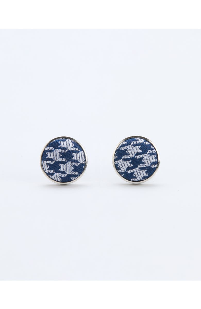 Knottery & Co Houndstooth Heritage Silk Cufflinks, Main, color, Navy