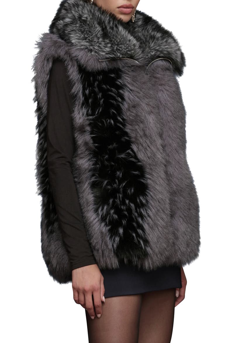 Convertible Collar Faux Fur Vest, Alternate, color, CHINCHILLA