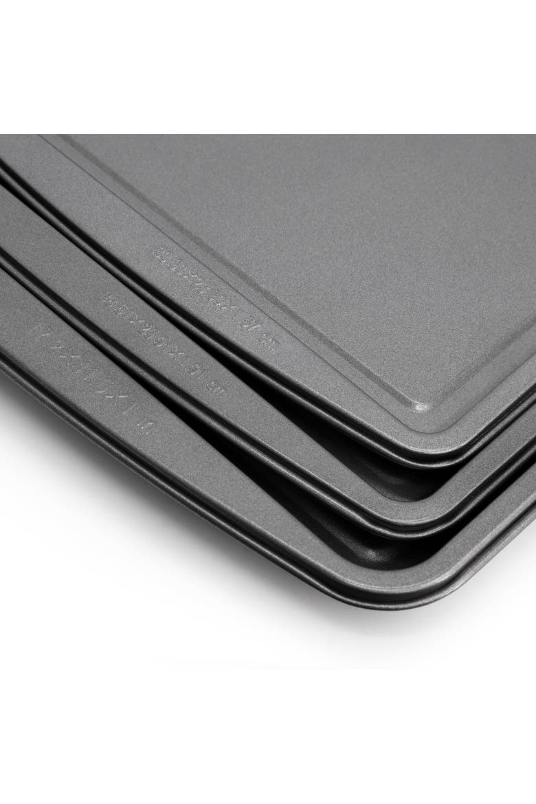 Love To Bake Nonstick Steel Jelly Roll 3 Piece Baking Sheet Set, Alternate, color, Grey