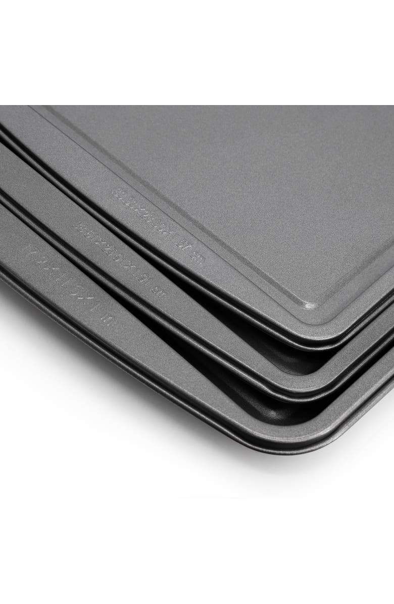 Gibson Home Love To Bake Nonstick Steel Jelly Roll 3 Piece Baking Sheet Set, Alternate, color, Grey
