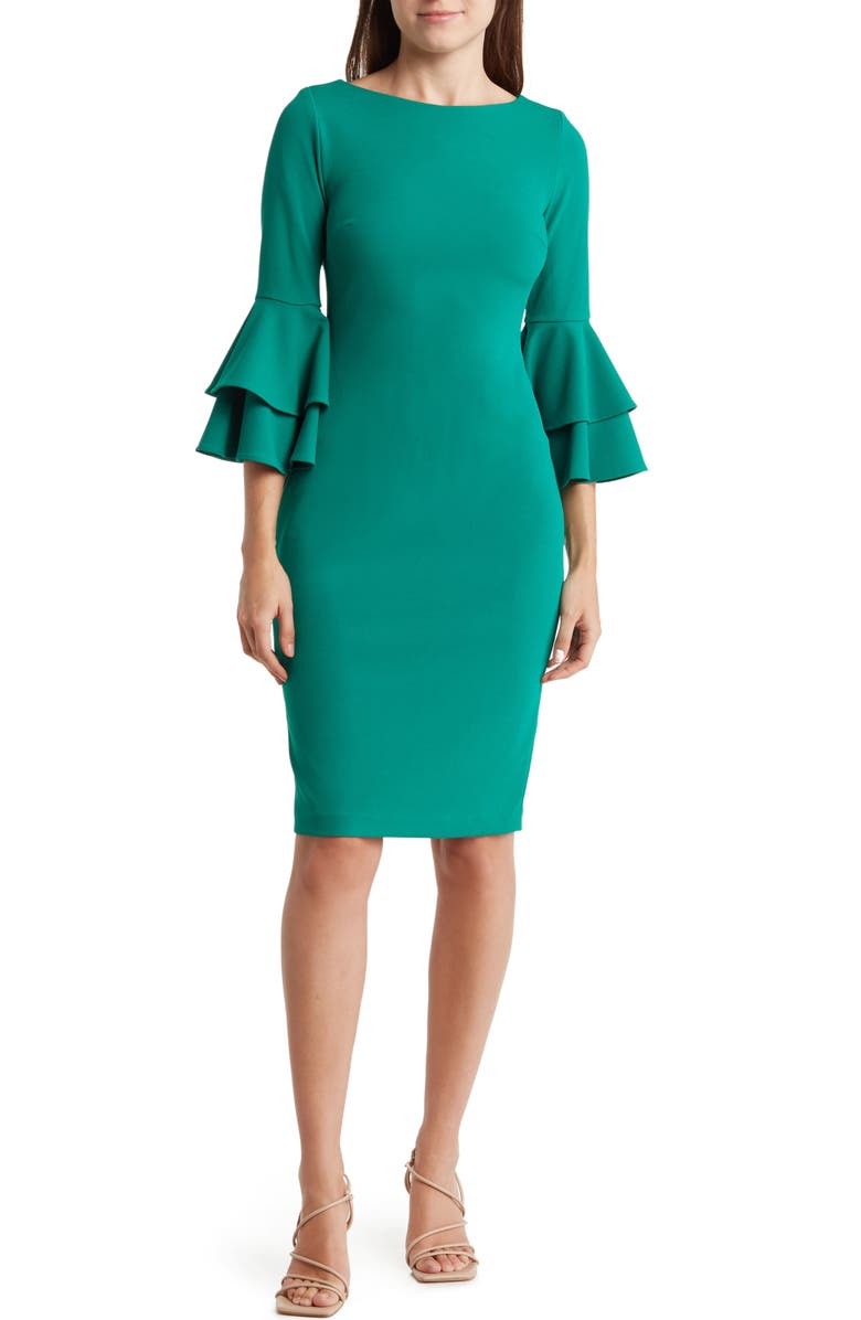 Calvin Klein Tiered Sleeve Sheath Dress, Main, color, 
