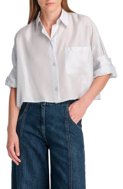 Next Ex Crop Silk Button-Up Shirt