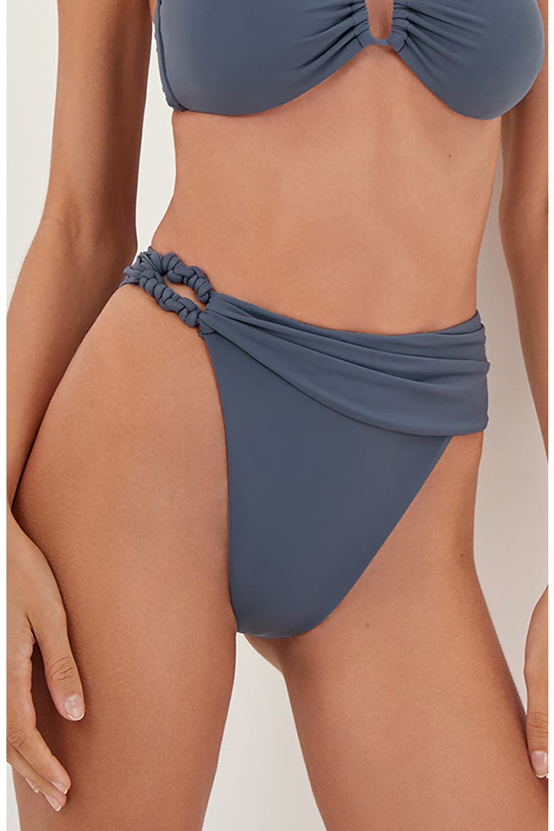 Holly Twisted Foldover Waist Bikini Bottoms, Main, color, BLUE