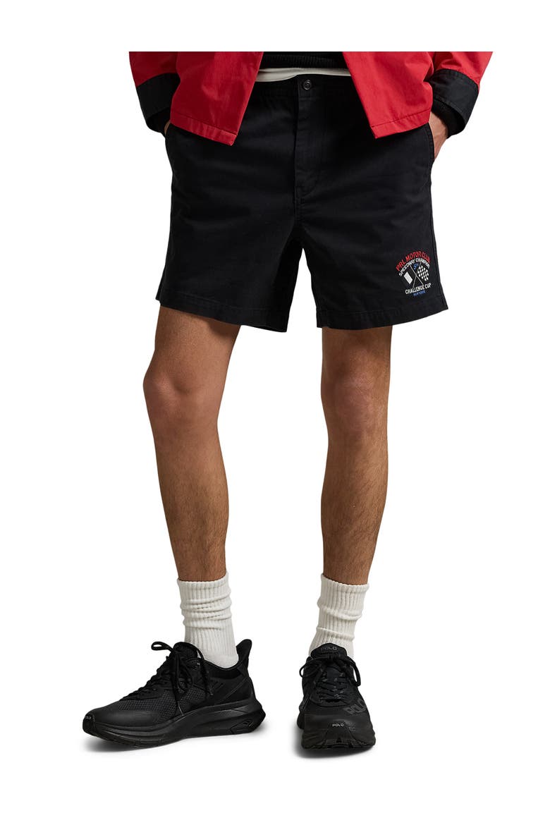 Big & Tall Prepster Embroidered Twill Shorts, Main, color, BLACK MOTORSPORT