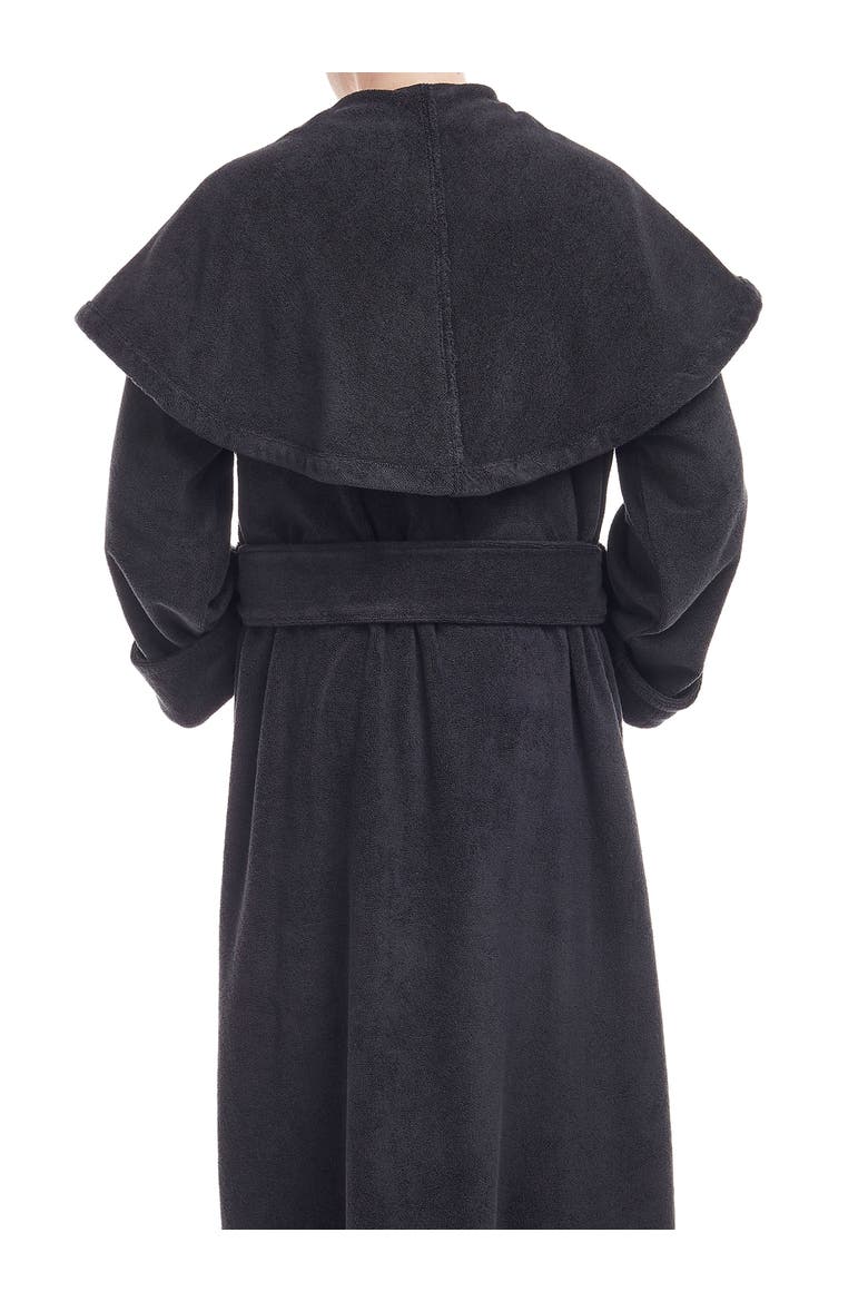 Men's Monk Style Full Length Long Terry Cotton Bathrobe, Alternate, color, Black