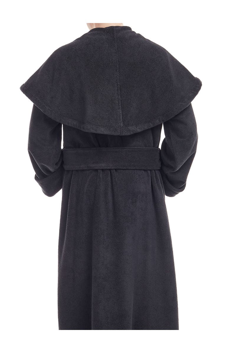 ARUS Men's Monk Style Full Length Long Terry Cotton Bathrobe, Alternate, color, Black
