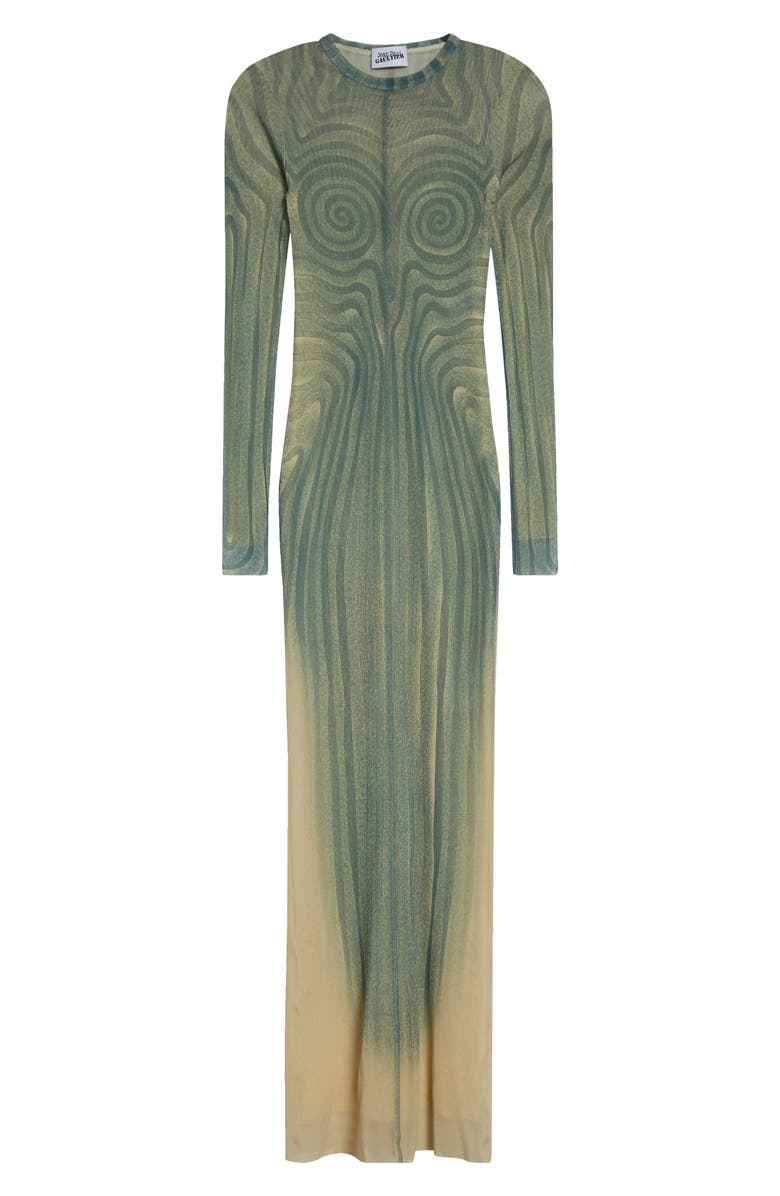 Jean Paul Gaultier Spiral Long Sleeve Mesh Dress, Alternate, color, 
