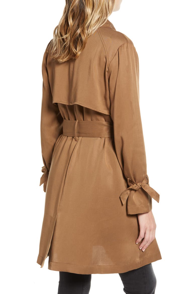 BB Dakota Pardon My Trench Belted Lyocell Trench Coat, Alternate, color, BRITISH TAN
