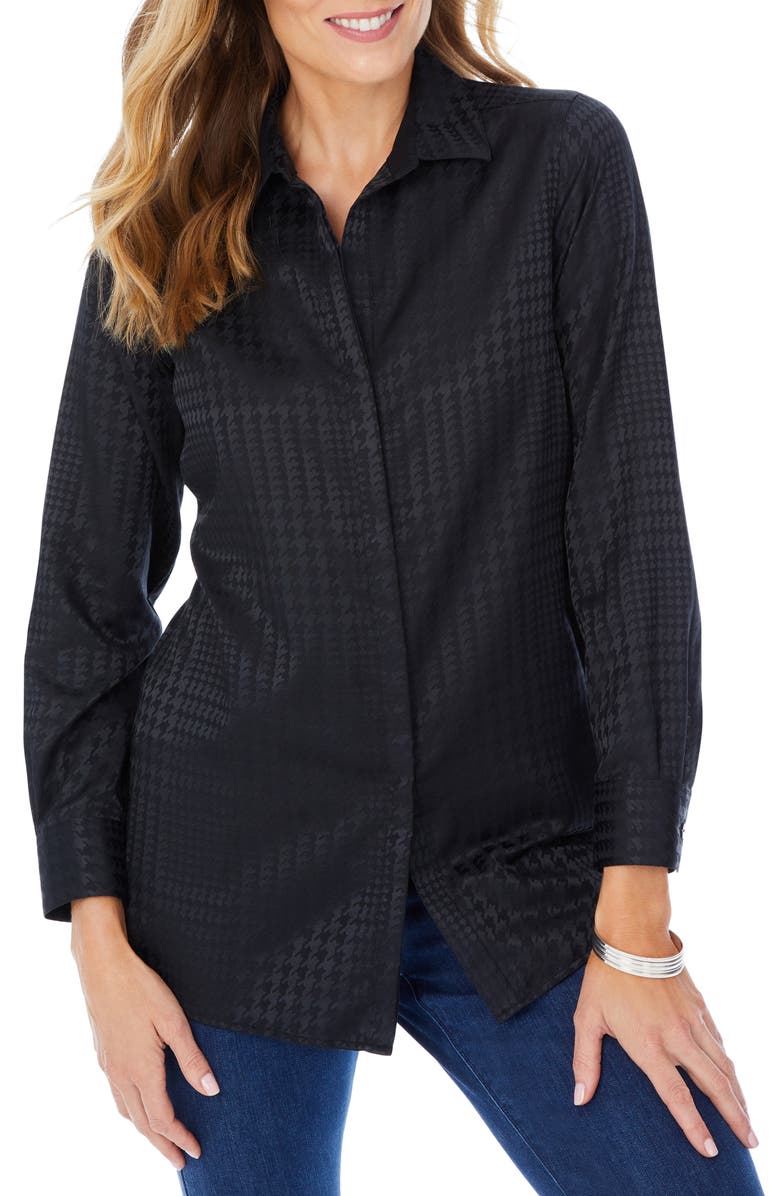 Foxcroft Vera Herringbone Tunic, Main, color, Black