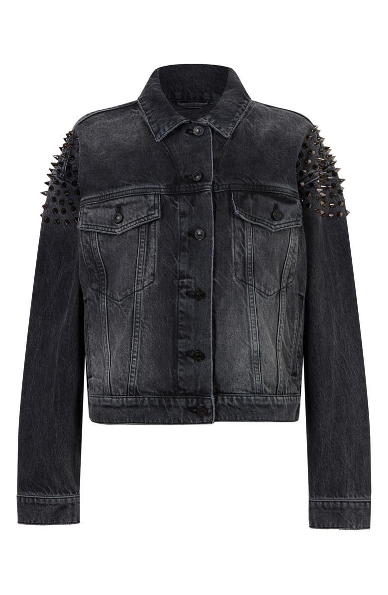 AllSaints Studded Denim Jacket, Alternate, color, 