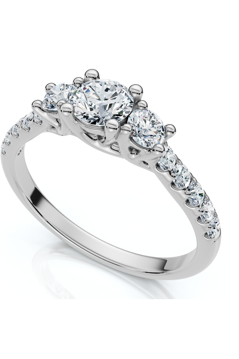 3/4ct Elira Three Stone Diamond Ring 10K Gold Lab Grown, Alternate, color, 10k White Gold