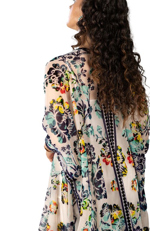 Saachi Velvet Floral Ruana In Multi