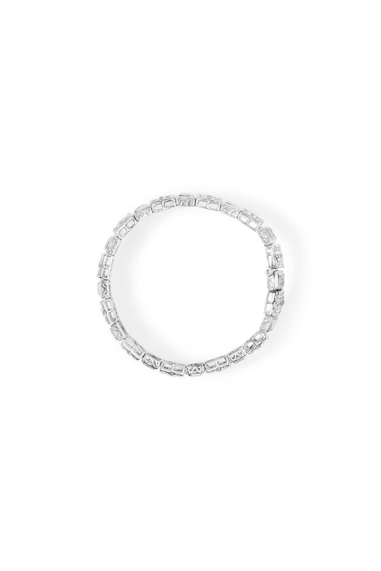10K White Gold Round and Baguette Cut Diamond Bracelet, Alternate, color, White