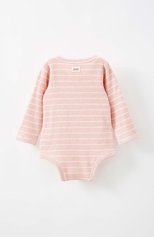 Cotton On Kids Organic Pointelle Long Sleeve Bubbysuit In Zephyr Marle Milk Stripe