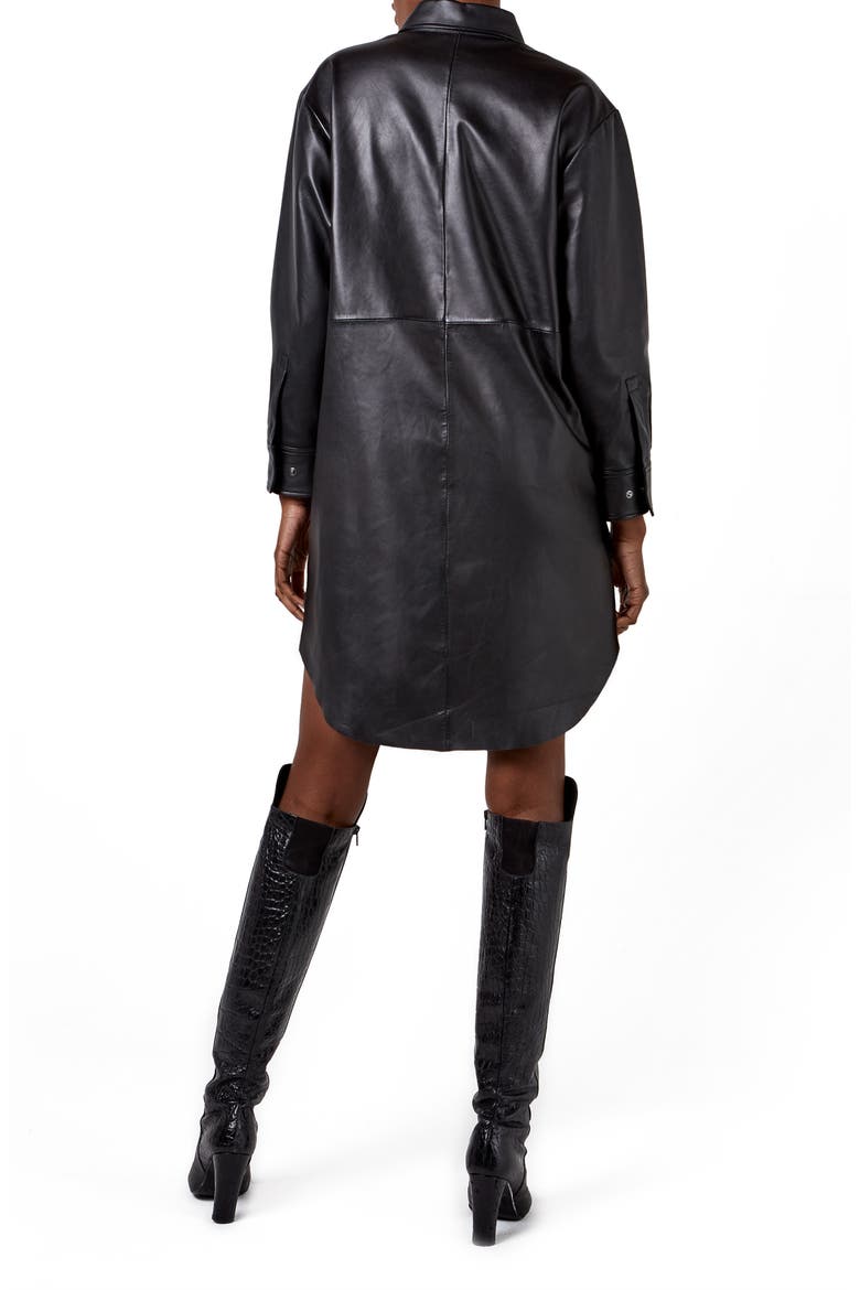 Bonsoir Recycled Leather Shirtdress, Alternate, color, BLACK