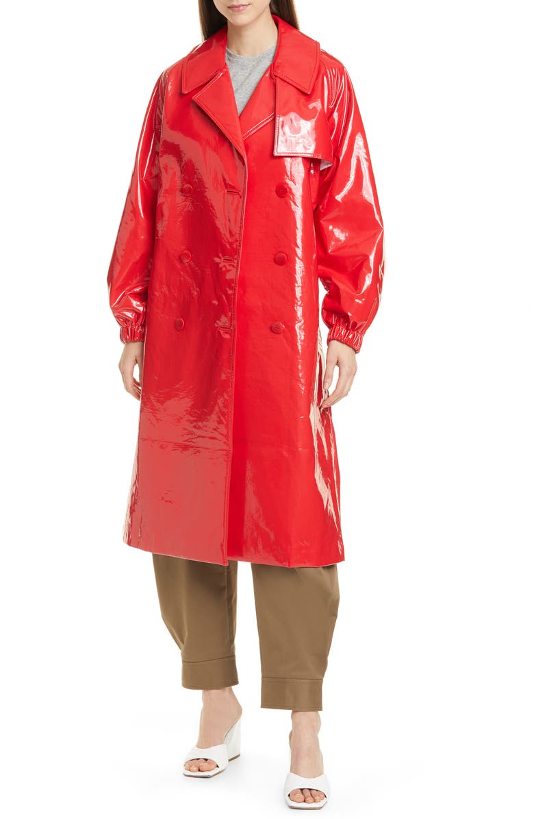 Tibi Shiny Trench Coat, Main, color, 