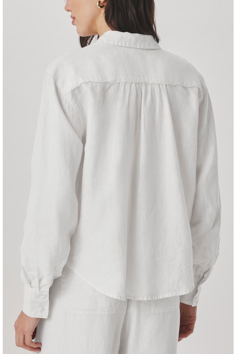 Stella Linen Button Down Shirt, Alternate, color, WHITE