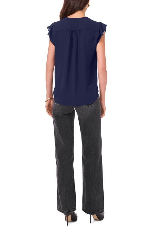 Chaus Flutter Sleeve V-neck Blouse In Blue
