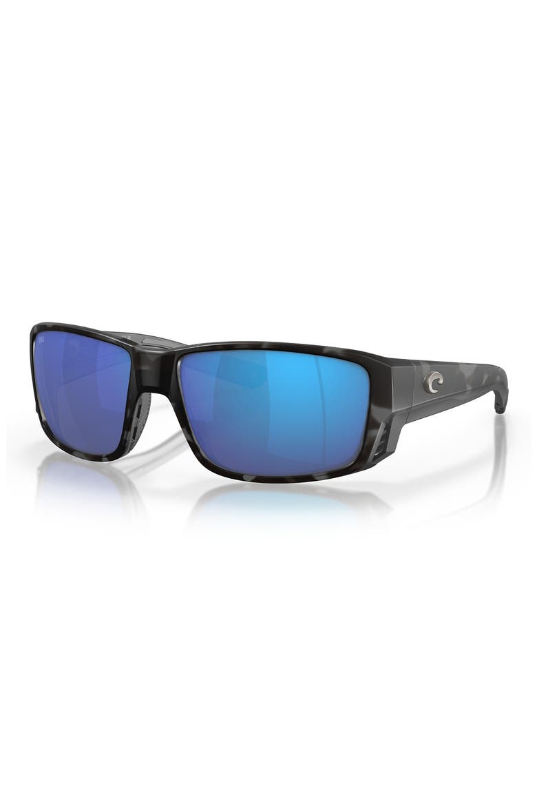 Tuna Alley 60mm Polarized Mirrored Rectangular Sunglasses, Alternate, color, TIGER SHARK / BLUE MIRROR 580G