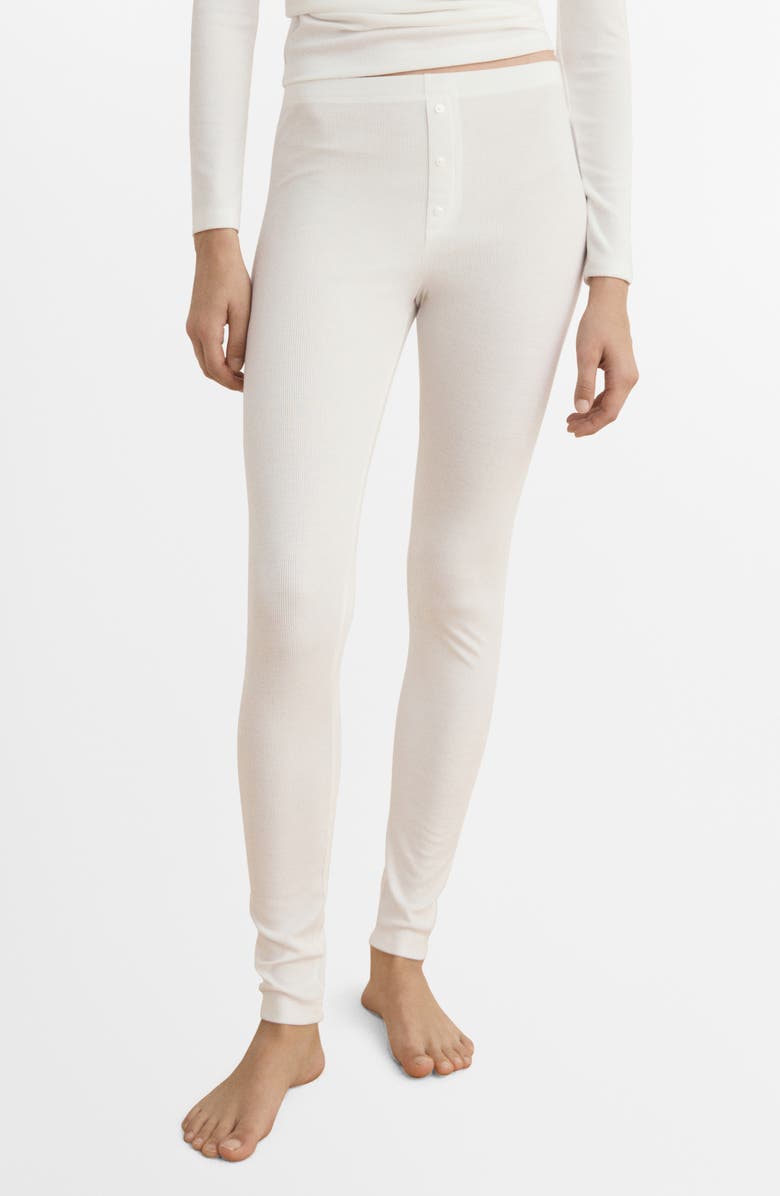 MANGO Rib Knit Pants, Main, color, Ivory White
