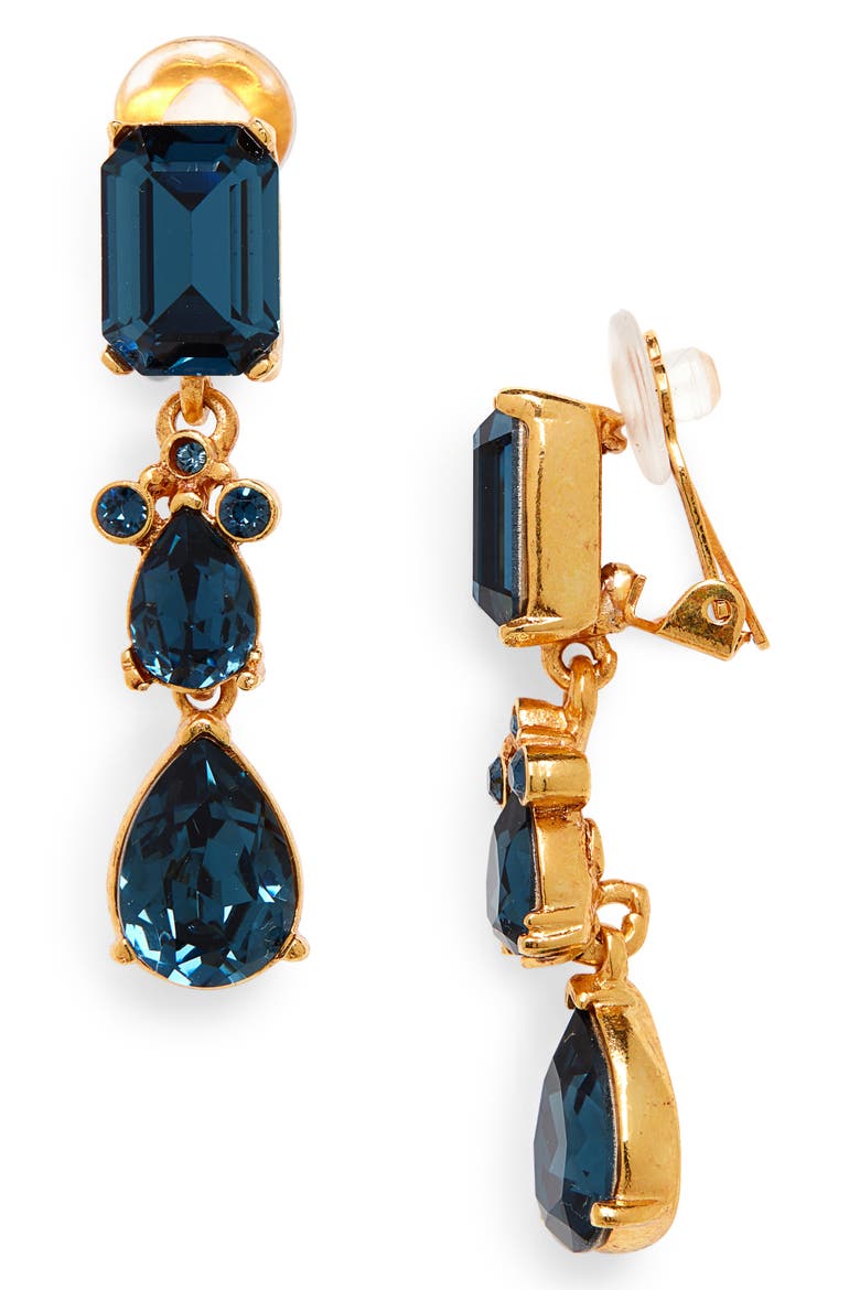 Small Classic Crystal Drop Earrings, Main, color, MONTANA